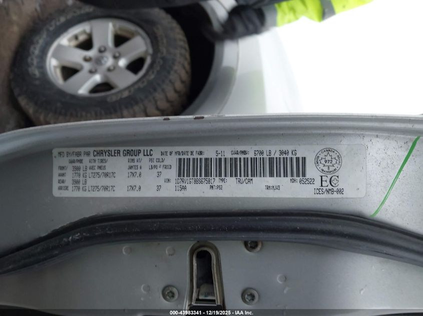 2011 Ram Ram 1500 Slt VIN: 1D7RV1GT8BS675817 Lot: 43983341