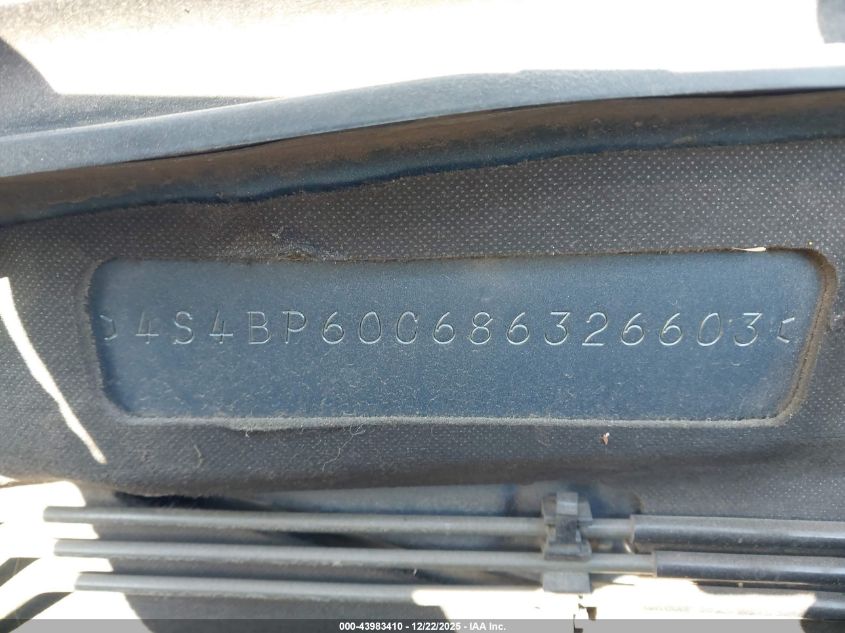 2008 Subaru Outback VIN: 4S4BP60C686326603 Lot: 43983410