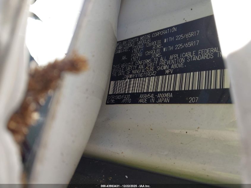 2022 Toyota Rav4 Hybrid Xle VIN: JTMRWRFV1ND159042 Lot: 43983431