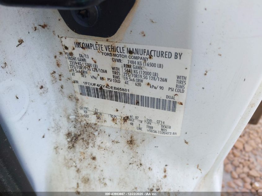 2013 Ford F-450 Chassis Xl VIN: 1FDUF4GY4DEB65881 Lot: 43983667