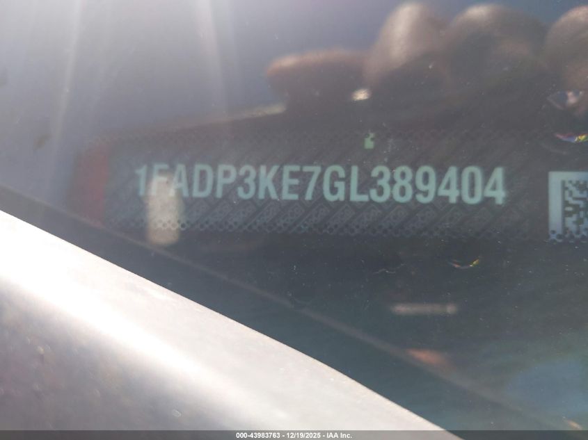 2016 Ford Focus Se VIN: 1FADP3KE7GL389404 Lot: 43983763