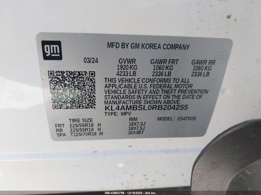 2024 Buick Encore Gx Preferred Fwd VIN: KL4AMBSL0RB204255 Lot: 43983796