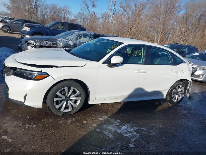 2026 Honda Civic Lx VIN: 2HGFE2F2XTH527478 Lot: 43983807