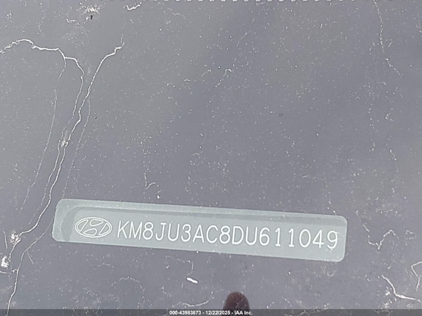 2013 Hyundai Tucson Gls VIN: KM8JU3AC8DU611049 Lot: 43983873