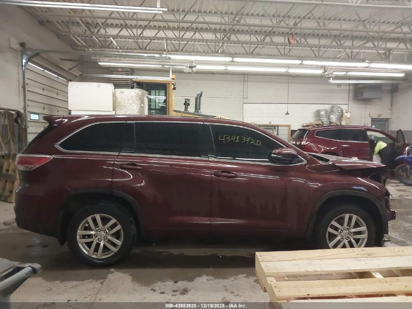 2015 Toyota Highlander Le V6 VIN: 5TDBKRFH2FS122966 Lot: 43983920