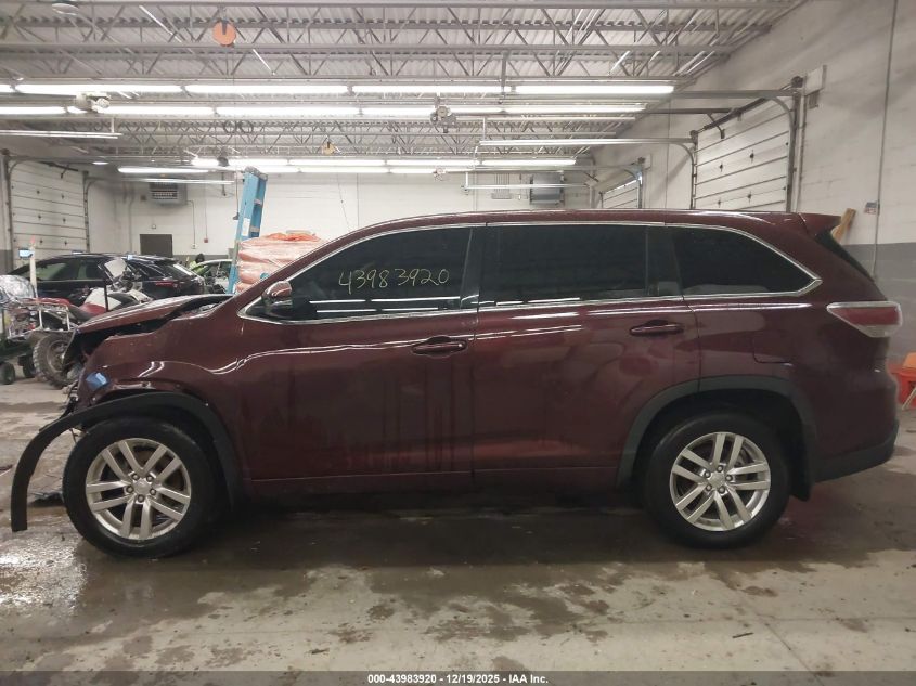 2015 Toyota Highlander Le V6 VIN: 5TDBKRFH2FS122966 Lot: 43983920