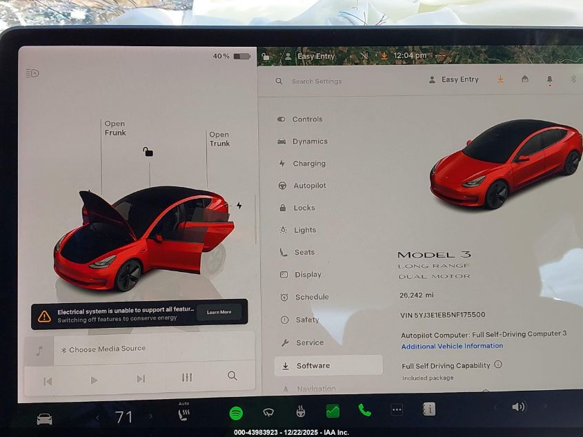 2022 Tesla Model 3 Long Range Dual Motor All-Wheel Drive VIN: 5YJ3E1EB5NF175500 Lot: 43983923