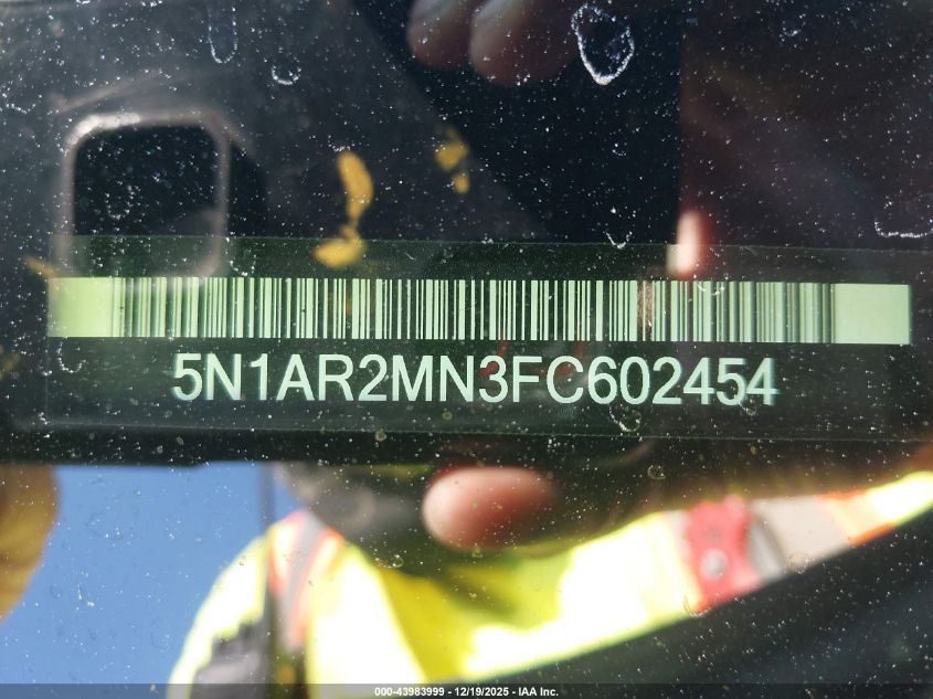2015 Nissan Pathfinder Sl VIN: 5N1AR2MN3FC602454 Lot: 43983999