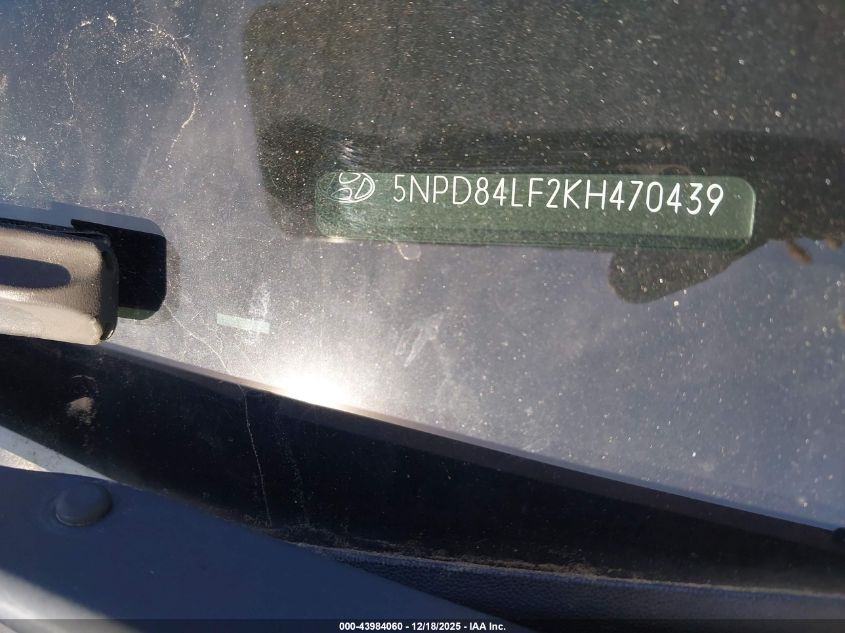 2019 Hyundai Elantra Sel VIN: 5NPD84LF2KH470439 Lot: 43984060