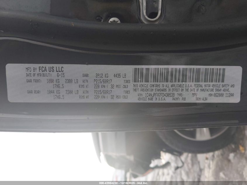 2016 Jeep Patriot High Altitude Edition VIN: 1C4NJRFB0GD546459 Lot: 43984230