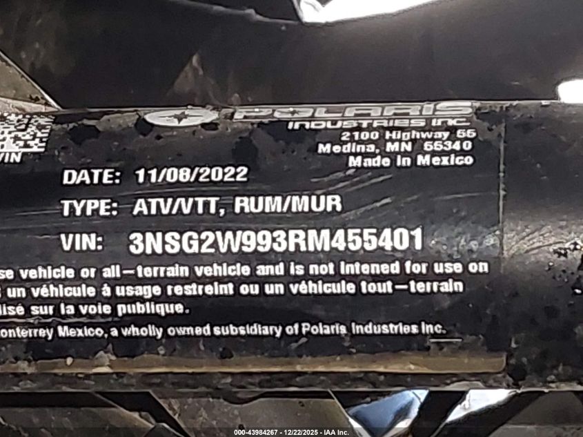 2024 Polaris Xpedition Xp 1000 Northstar Edition VIN: 3NSG2W993RM455401 Lot: 43984267