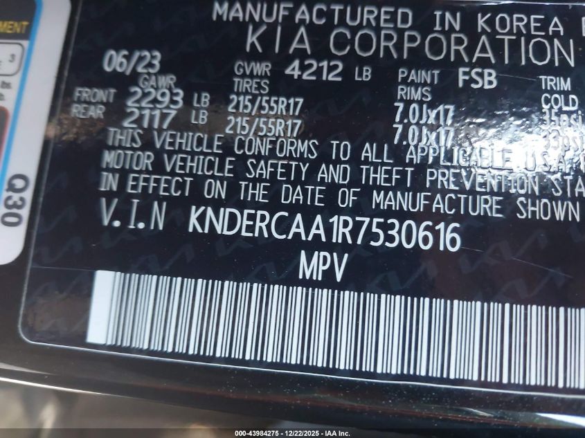 2024 Kia Seltos Ex VIN: KNDERCAA1R7530616 Lot: 43984275