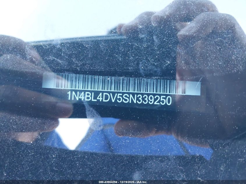 2025 Nissan Altima Sv Fwd VIN: 1N4BL4DV5SN339250 Lot: 43984294