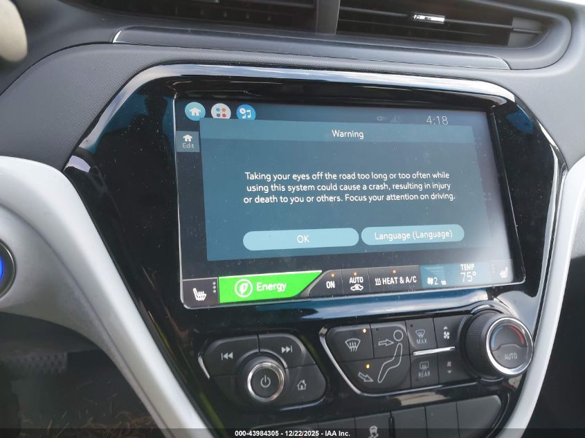 2018 Chevrolet Bolt Ev Premier VIN: 1G1FX6S00J4140560 Lot: 43984305