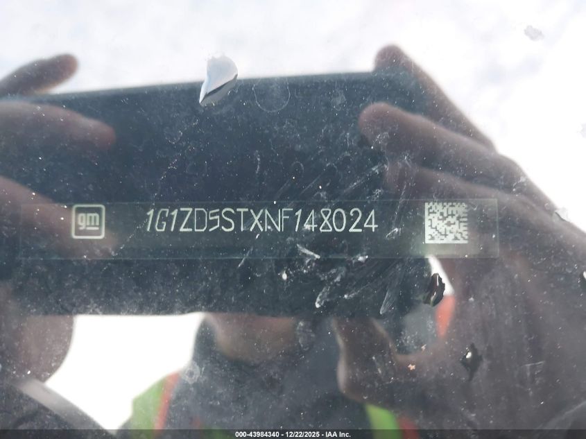 2022 Chevrolet Malibu Fwd Lt VIN: 1G1ZD5STXNF148024 Lot: 43984340