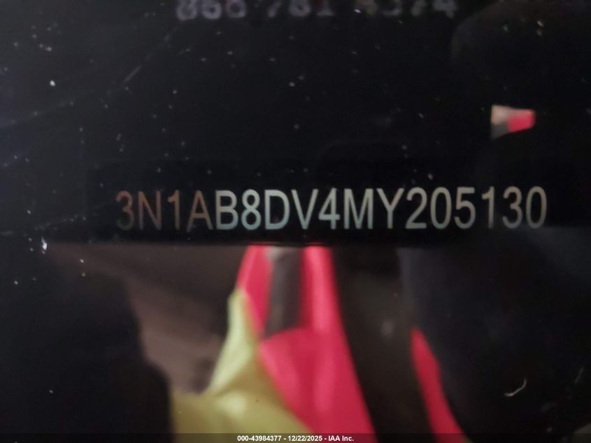 2021 Nissan Sentra Sr Xtronic Cvt VIN: 3N1AB8DV4MY205130 Lot: 43984377