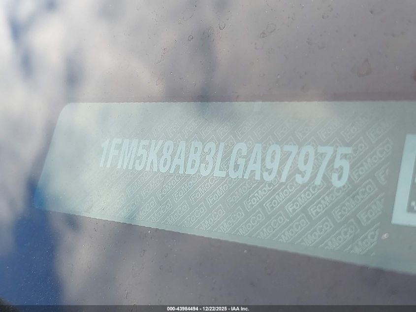2020 Ford Police Interceptor Utility VIN: 1FM5K8AB3LGA97975 Lot: 43984494