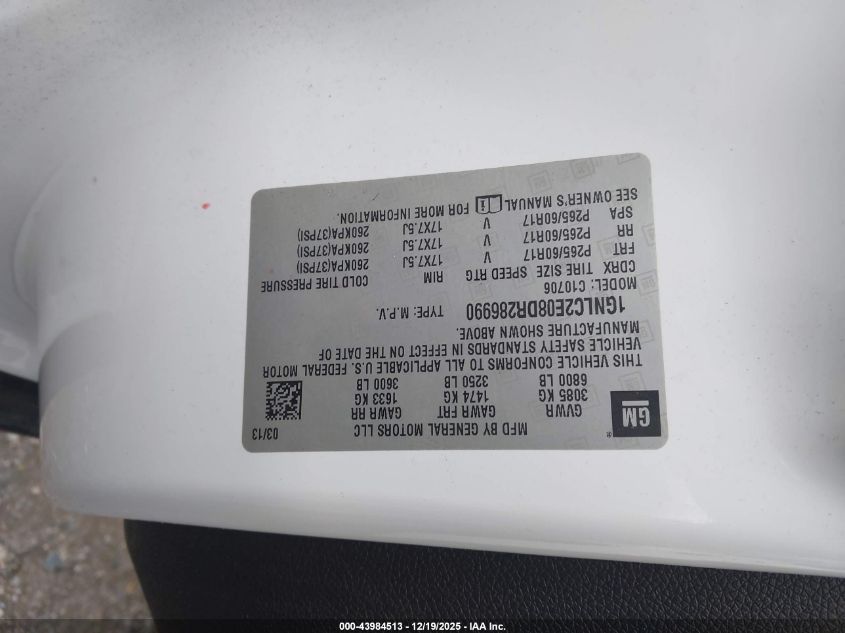 2013 Chevrolet Tahoe Commercial Fleet VIN: 1GNLC2E08DR286990 Lot: 43984513