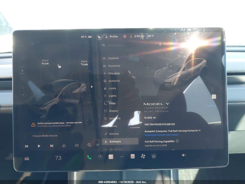 2026 Tesla Model Y Long Range Dual Motor All-Wheel Drive/Long Range Launch Series VIN: 7SAYGDEE4TA396725 Lot: 43984563