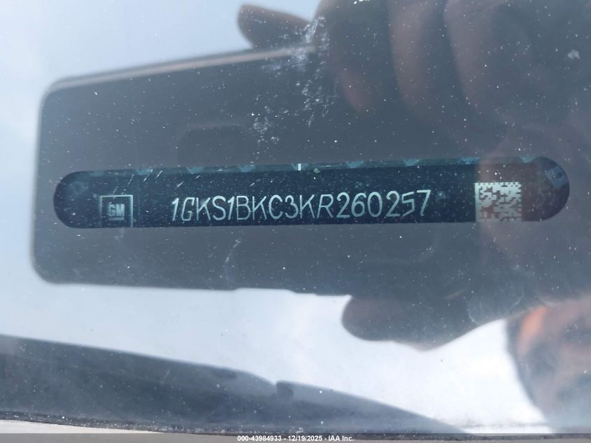 2019 GMC Yukon Slt VIN: 1GKS1BKC3KR260257 Lot: 43984933