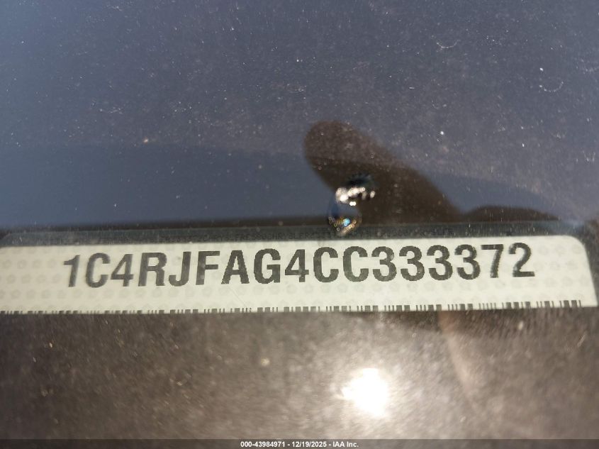 2012 Jeep Grand Cherokee Laredo VIN: 1C4RJFAG4CC333372 Lot: 43984971