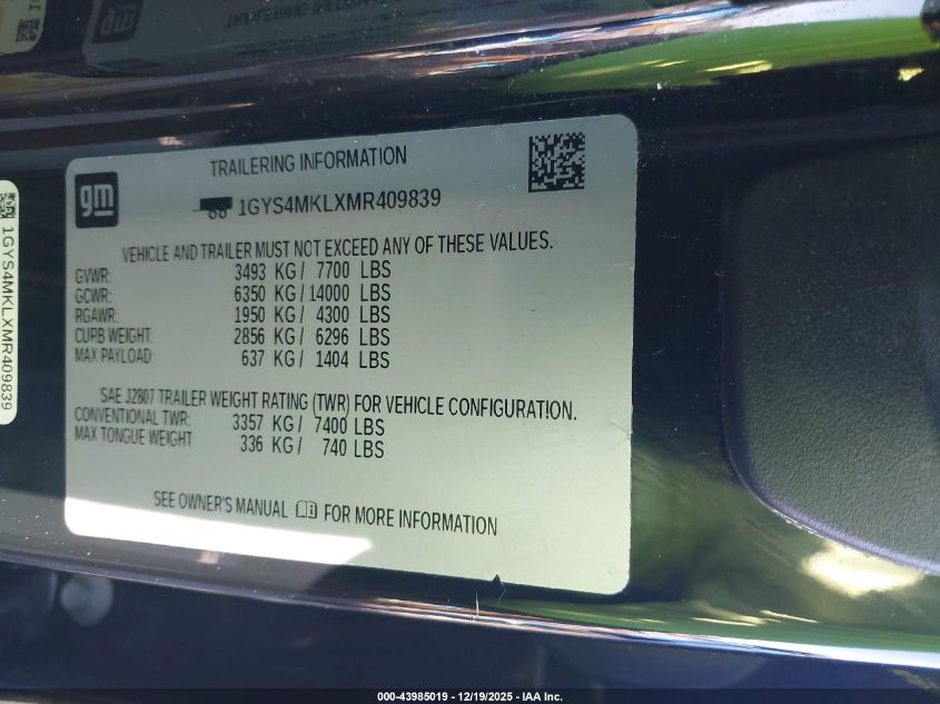 2021 Cadillac Escalade Esv 4Wd Premium Luxury Platinum VIN: 1GYS4MKLXMR409839 Lot: 43985019