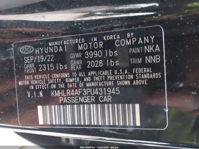 2023 Hyundai Elantra N Line VIN: KMHLR4AF3PU431945 Lot: 43985141