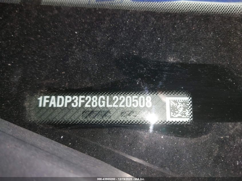 2016 Ford Focus Se VIN: 1FADP3F28GL220508 Lot: 43985280