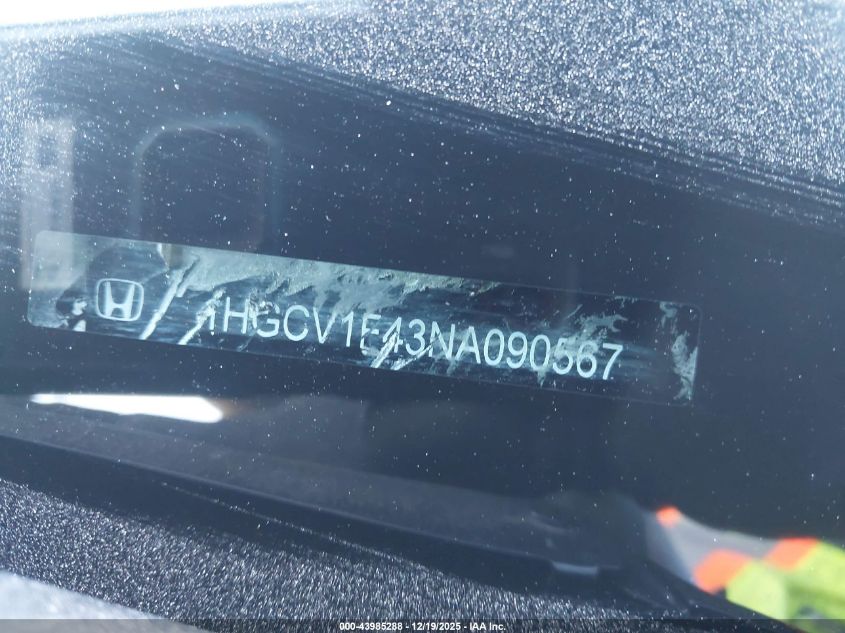 2022 Honda Accord Sport Special Edition VIN: 1HGCV1F43NA090567 Lot: 43985288