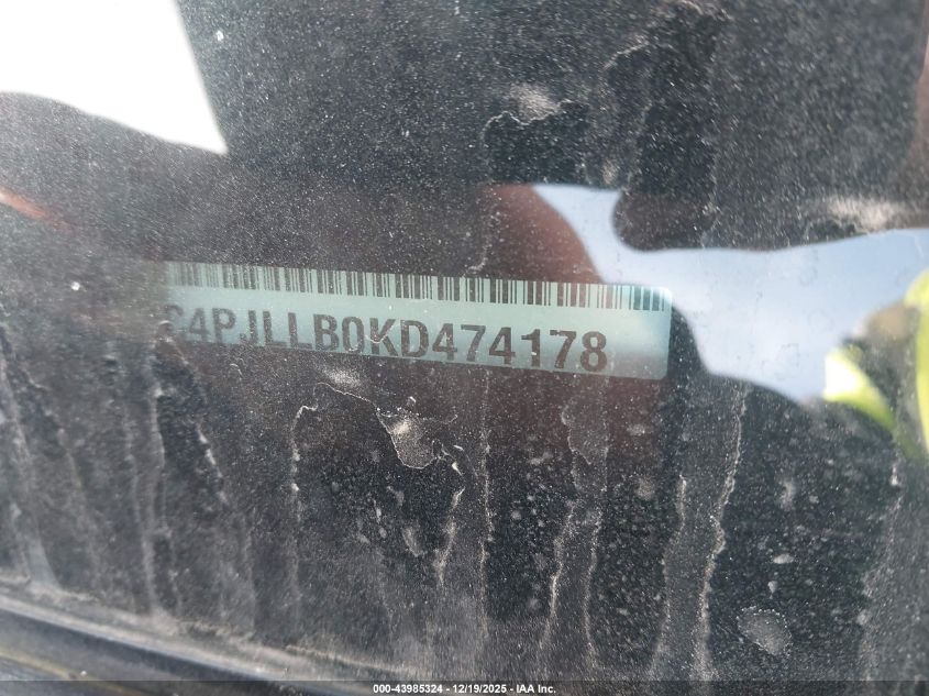 2019 Jeep Cherokee Altitude Fwd VIN: 1C4PJLLB0KD474178 Lot: 43985324