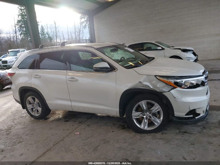 2015 Toyota Highlander Limited V6 VIN: 5TDDKRFH4FS095598 Lot: 43985376