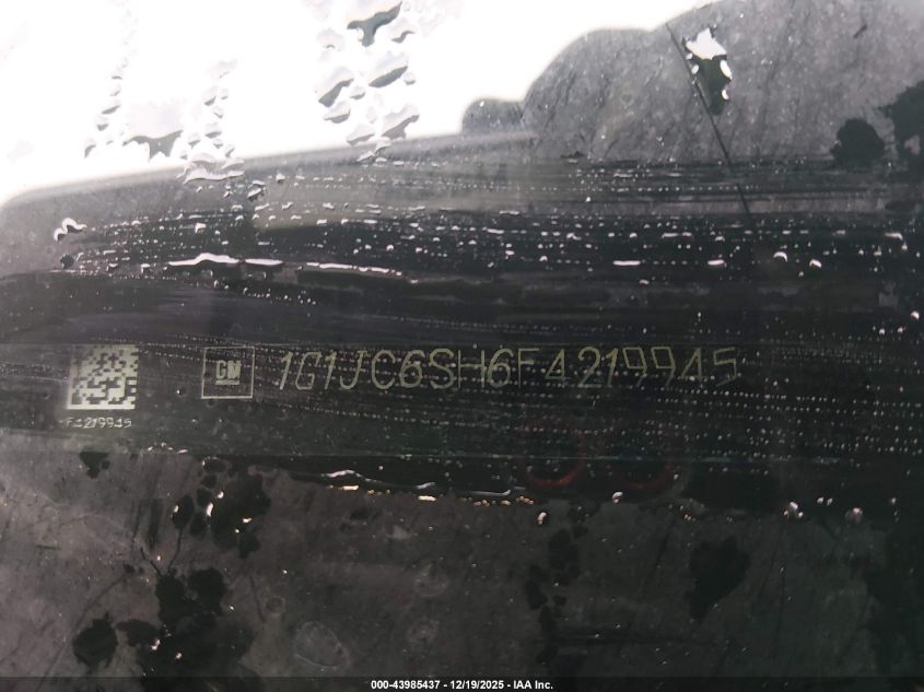 2015 Chevrolet Sonic Lt Auto VIN: 1G1JC6SH6F4219945 Lot: 43985437