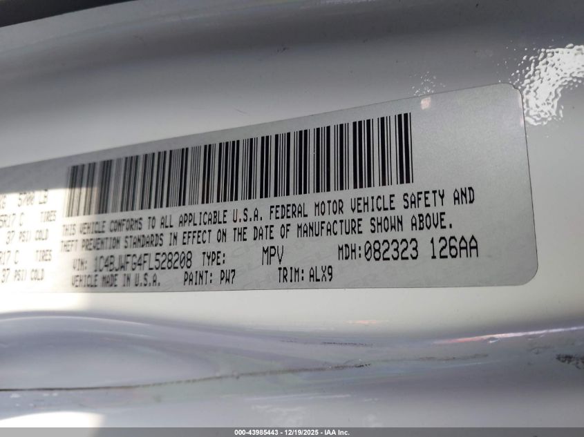 2015 Jeep Wrangler Unlimited Rubicon VIN: 1C4BJWFG4FL528208 Lot: 43985443