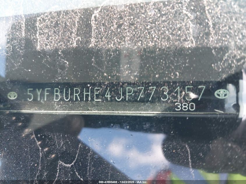 2018 Toyota Corolla Se VIN: 5YFBURHE4JP773157 Lot: 43985488