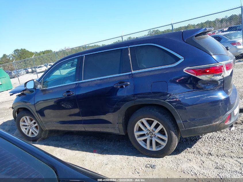 2016 Toyota Highlander Le V6 VIN: 5TDZKRFH9GS183506 Lot: 43985554