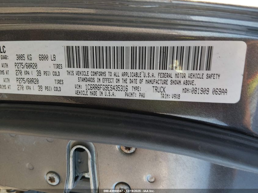 2014 Ram 1500 Tradesman VIN: 1C6RR6FG9ES435316 Lot: 43985567