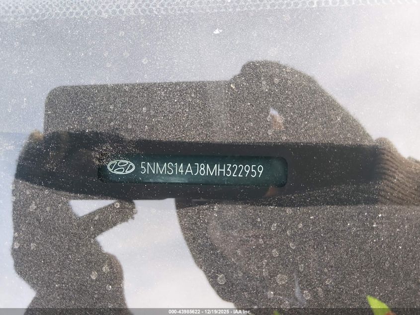 2021 Hyundai Santa Fe Se VIN: 5NMS14AJ8MH322959 Lot: 43985622