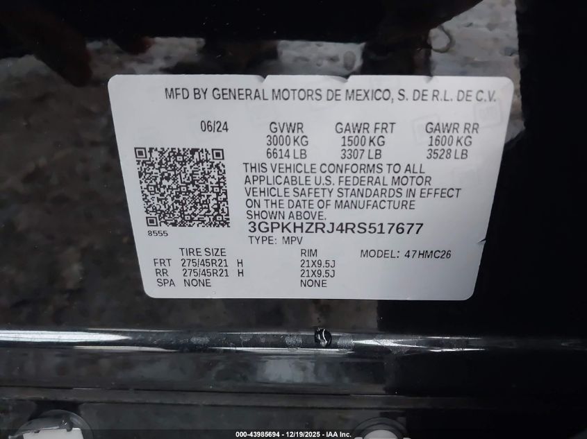 2024 Honda Prologue Elite VIN: 3GPKHZRJ4RS517677 Lot: 43985694