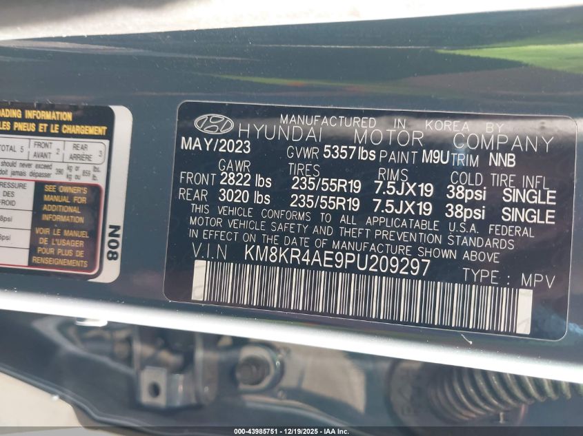 2023 Hyundai Ioniq 5 Limited VIN: KM8KR4AE9PU209297 Lot: 43985751