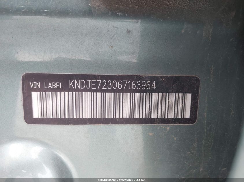 2006 Kia Sportage Ex V6/Lx V6 VIN: KNDJE723067163964 Lot: 43985789