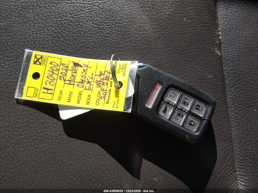 2020 Honda Odyssey Ex-L/Ex-L W/Navi Res VIN: 5FNRL6H79LB030400 Lot: 43985839