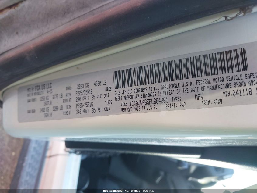 2015 Jeep Wrangler Sport VIN: 1C4AJWAG5FL684261 Lot: 43985927