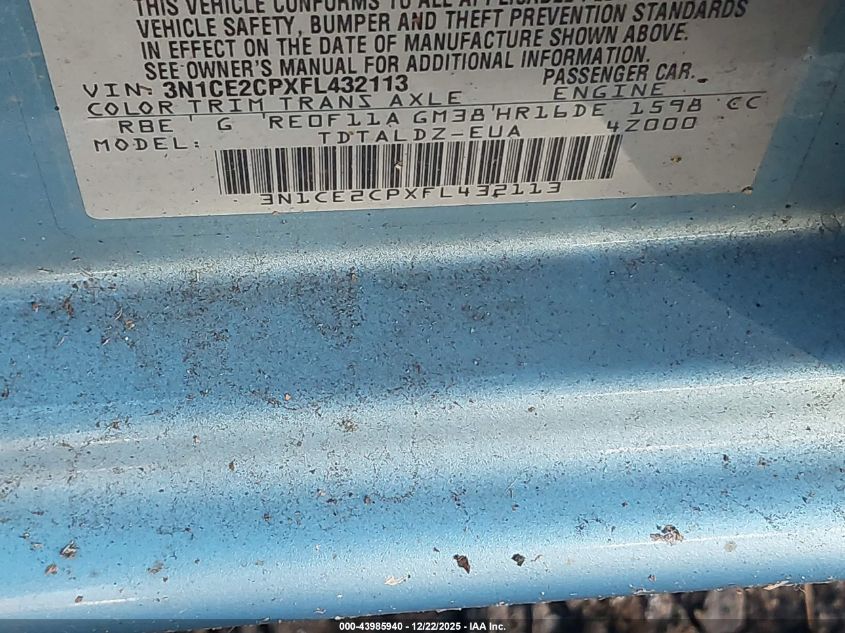 2015 Nissan Versa Note Sv VIN: 3N1CE2CPXFL432113 Lot: 43985940