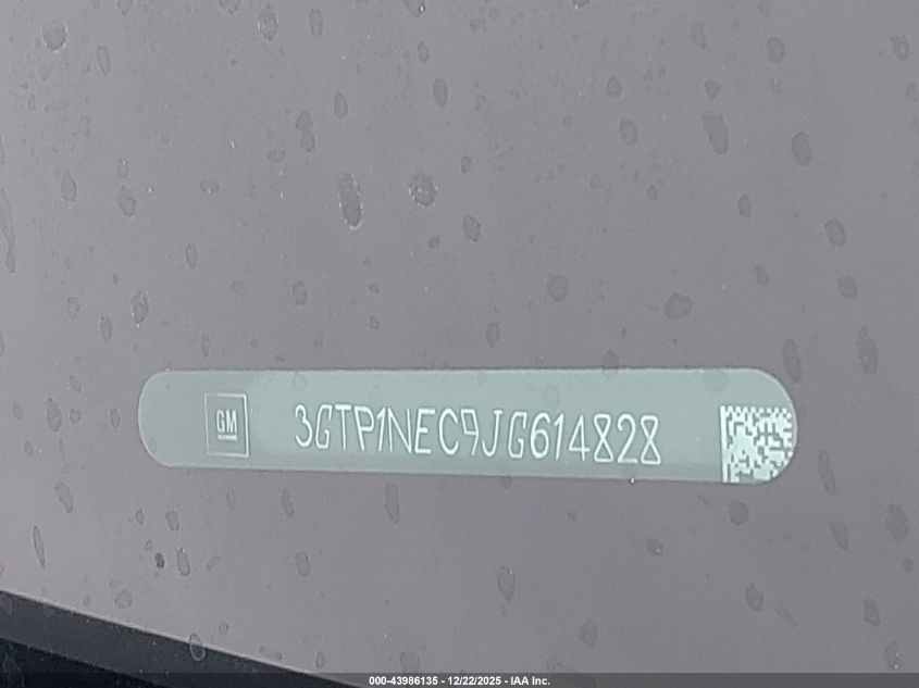 2018 GMC Sierra 1500 Slt VIN: 3GTP1NEC9JG614828 Lot: 43986135