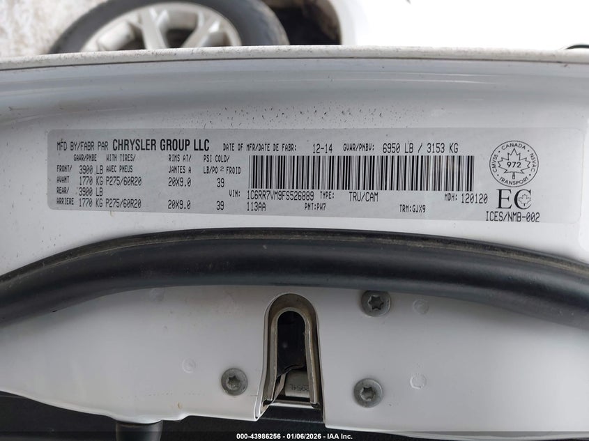 2015 RAM 1500 TRUCK 3.0L V-6 DI, DOHC, TURBO, 240HP