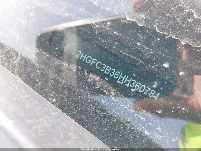 2017 Honda Civic Ex-T VIN: 2HGFC3B36HH360781 Lot: 43986371