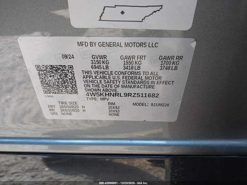 VIN 4W5KHNRL9RZ511682 2024 ACURA ZDX A-SPEC