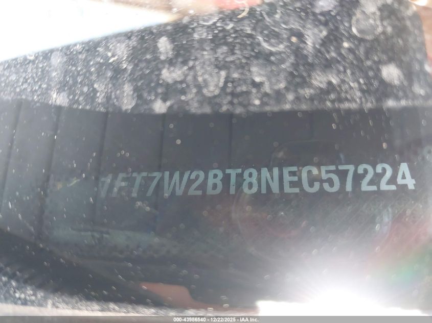 2022 Ford F-250 Lariat VIN: 1FT7W2BT8NEC57224 Lot: 43986540