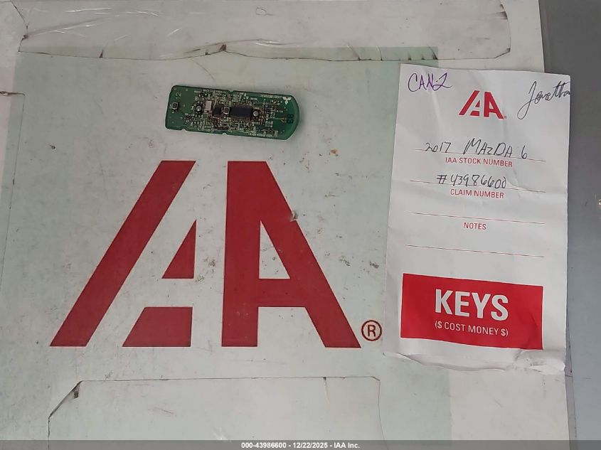 2017 Mazda Mazda6 Touring VIN: JM1GL1V53H1103645 Lot: 43986600