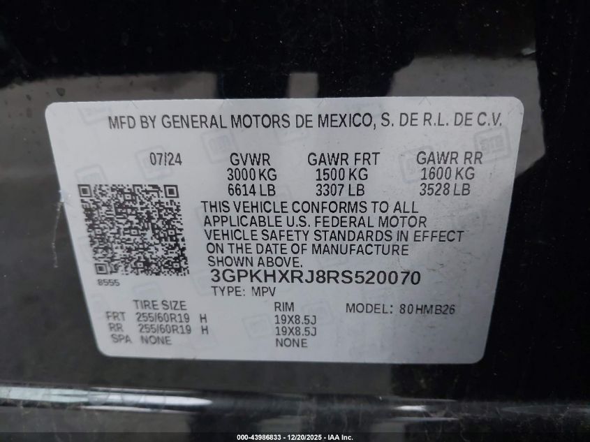 2024 Honda Prologue Touring VIN: 3GPKHXRJ8RS520070 Lot: 43986833